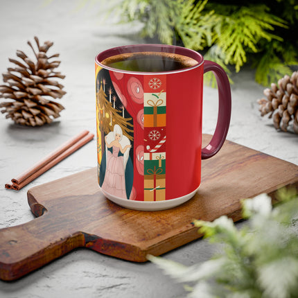 ❤️ The Lady Of The Candlelit Christmas Alcove Colorful Mug – Art Deco Holiday Elegance