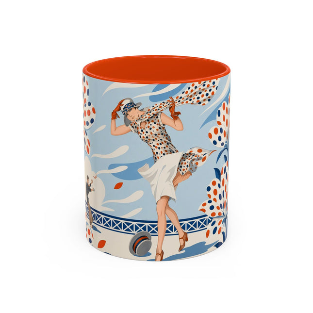 🌼🧡 The Polka Dot Wind Dancer Colorful Mug – Art Deco Fashion Whimsy