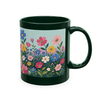 🌼🪭 The Lady Of The Grand Flower Garden Ceramic Mug – Art Deco Garden Whimsy
