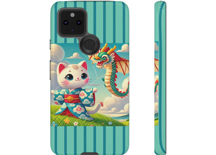Geisha Kitten and the Dragon Kite Phone Cases