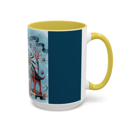 Spotted Crab & Pagoda Colorful Mug – Mystical Ocean & Asian Harmony