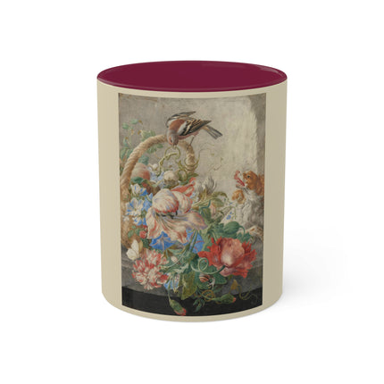 A Basket with Flowers by Herman Henstenburgh Colorful Mugs, 11oz