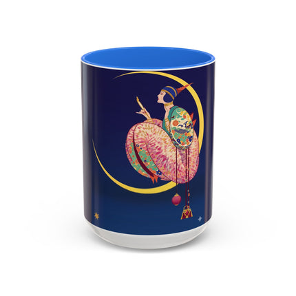 Moonlit Reflections Colorful Mug (11oz, 15oz) – Celestial Elegance, Art Deco Beauty & Dreamy Style