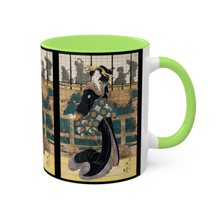 Japanese woman woodcut print by Kikukawa Eizan Colorful Mugs, 11oz