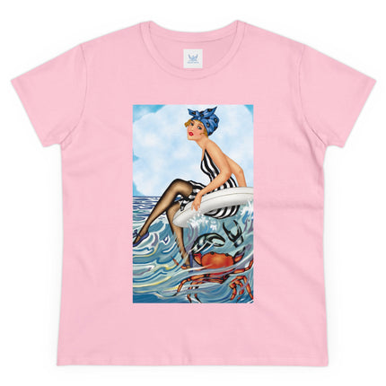 Playful Waves and Fashion Follies Women's Midweight Cotton Tee