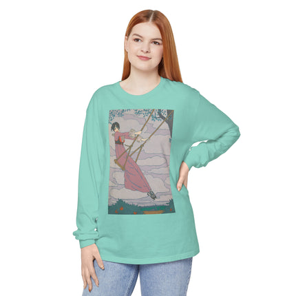 La balançoire by Georges Lepape Garment-dyed Long Sleeve T-Shirt