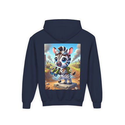 Zebra Lookout Youth Hooded Sweatshirt – Adventure, Curiosity & Explorer Spirit