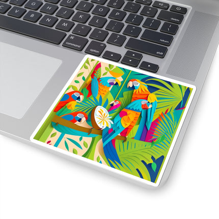 Colorful Macaws Kiss-Cut Stickers (4 Sizes)