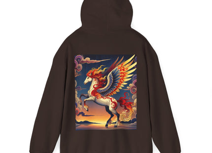 Flame-Winged Horse at Sunset – Heavy Blend™ Hooded Sweatshirt