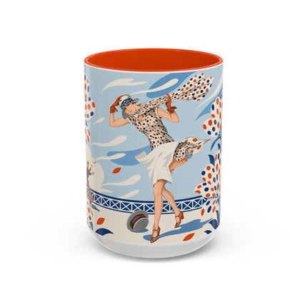 🌼🧡 The Polka Dot Wind Dancer Colorful Mug – Art Deco Fashion Whimsy