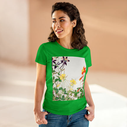 Aquilegia Flowers by Tanigami Kônan Women's Midweight Cotton Tee