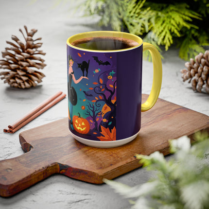 🐈‍⬛🎃 The Midnight Black Cat Masquerade Colorful Mug – Whimsical Halloween Elegance