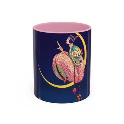Moonlit Reflections Colorful Mug (11oz, 15oz) – Celestial Elegance, Art Deco Beauty & Dreamy Style
