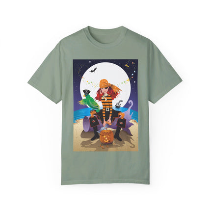Moonlit Pirate Halloween Unisex Garment-Dyed T-shirt