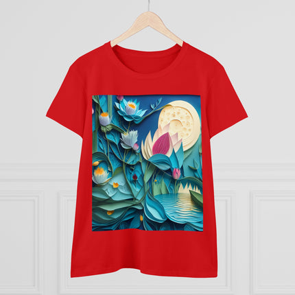 Ethereal Moonlit Lake Women's Midweight Cotton Tee