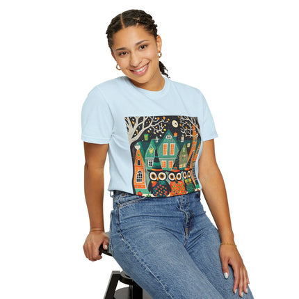 Night of the Trick-or-Treating Owlets Unisex Garment-Dyed T-shirt