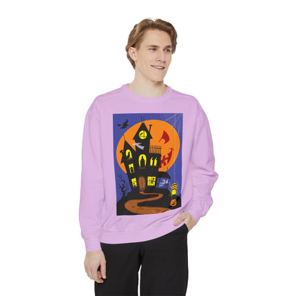 Halloween Night at the Haunted House Unisex Garment-Dyed Sweatshirt