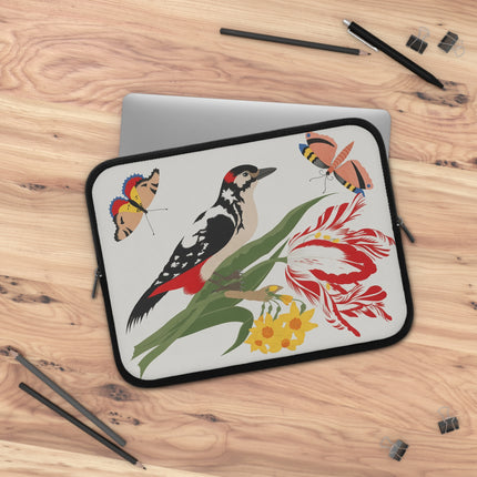 🐦🌷 Woodpecker & Tulip Laptop Sleeve – Vibrant Energy & Cheerful Charm