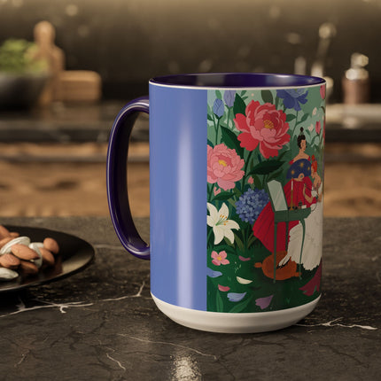 The Ladies Of The Blossoming Vanity Colorful Mugs – Art Deco Floral Elegance