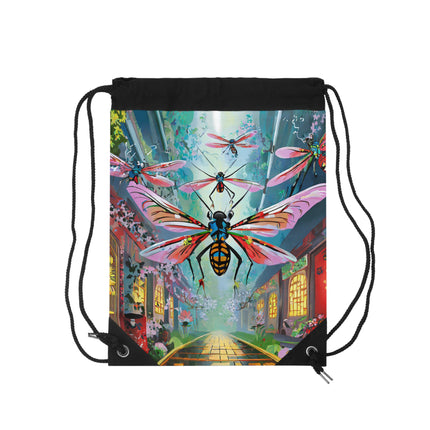 Neon Swarm Drawstring Bag