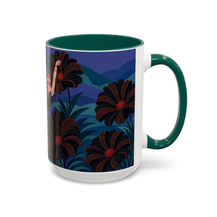 🖤🌺 The Midnight Floral Acrobat Colorful Mug – Art Deco Fashion Whimsy