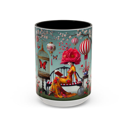 Reading in a Painted Garden Colorful Mugs (11oz, 15oz)
