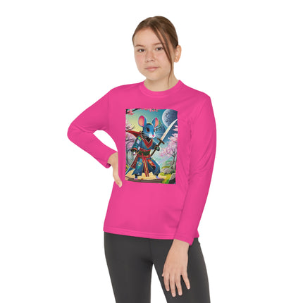 Cyber Samurai Rat Youth Long Sleeve Competitor Tee – Neon Warriors & Futuristic Adventure