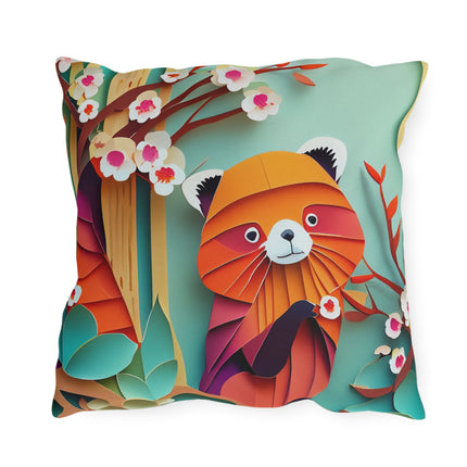 A Playful Red Panda Outdoor Pillows