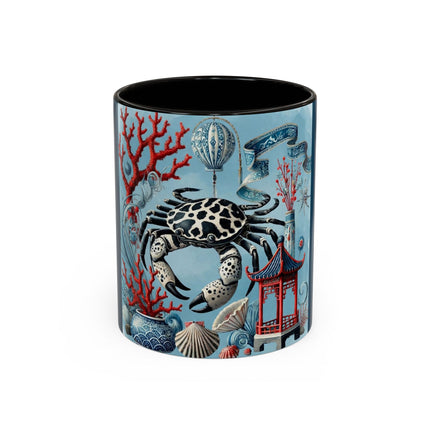 Spotted Crab & Pagoda Colorful Mug – Mystical Ocean & Asian Harmony