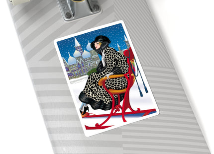 Elegant Winter Woman in Sleigh Kiss-Cut Stickers (4 Sizes)