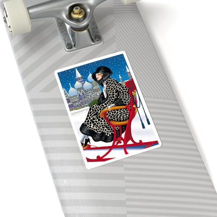 Elegant Winter Woman in Sleigh Kiss-Cut Stickers (4 Sizes)