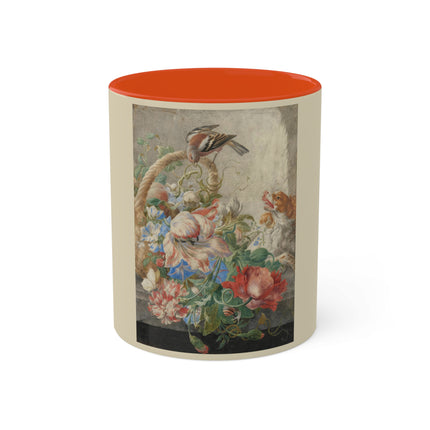 A Basket with Flowers by Herman Henstenburgh Colorful Mugs, 11oz