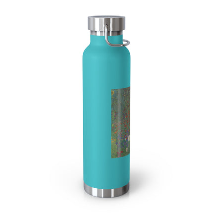 Farm Garden with Sunflowers by Gustav Klimt Copper Vacuum Insulated Bottle, 22oz