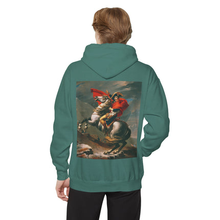 Napoleon Crossing the Alps by Jacques-Louis David Unisex Garment-Dyed Hoodie