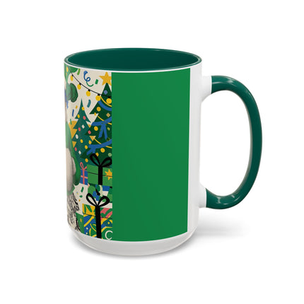 🍀🎄 The Emerald Holly Christmas Colorful Mug – Art Deco Holiday Elegance