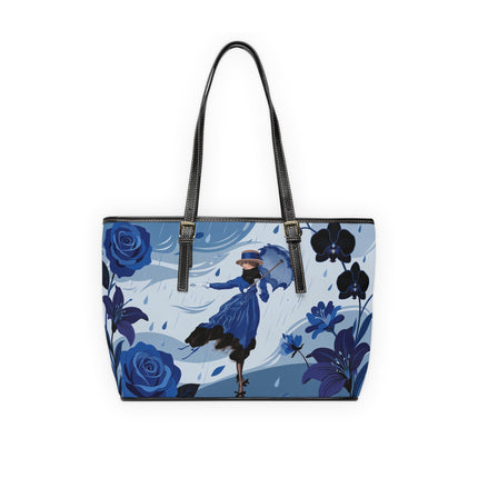 ☔💙 The Blue Rain Promenade Shoulder Bag – Art Deco Floral Fashion