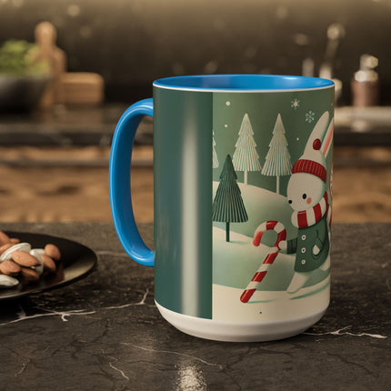 Candy Cane Timekeeper Bunny Colorful Mugs (11oz, 15oz)