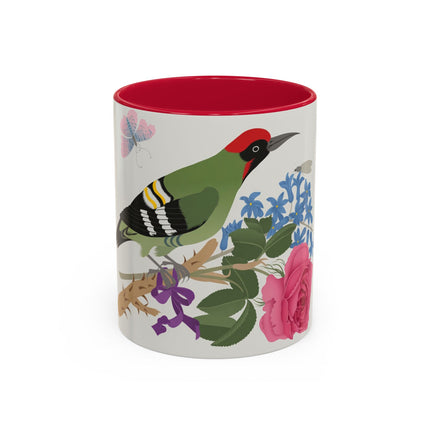 Woodpecker & Rose Colorful Mugs – Vibrant Spring & Bold Beauty