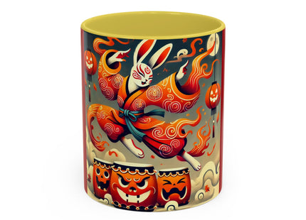 Jack-O’-Lantern Drums & The Kabuki Rabbit Colorful Mugs (11oz, 15oz)