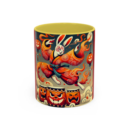 Jack-O’-Lantern Drums & The Kabuki Rabbit Colorful Mugs (11oz, 15oz)