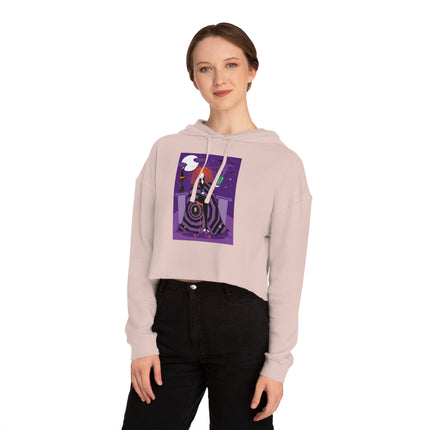 Mystic Elegance Women’s Cropped Hooded Sweatshirt