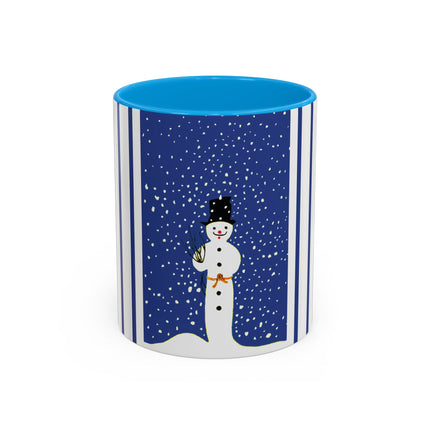 Snowman in Falling Snow Colorful Mugs (11oz, 15oz)