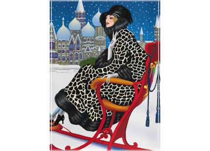 Elegant Winter Woman in Sleigh Acrylic Art Block
