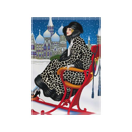 Elegant Winter Woman in Sleigh Acrylic Art Block