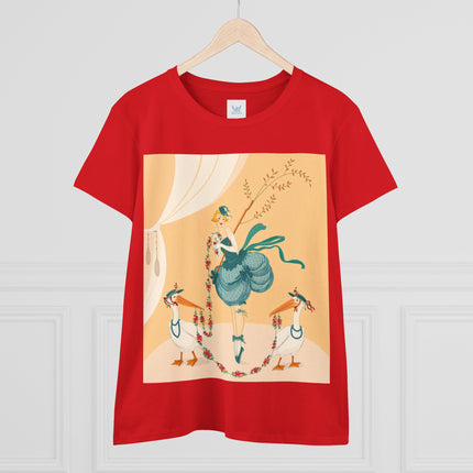 🌸🪽 The Lady And The Garden Storks Cotton Tee – Art Deco Floral Whimsy