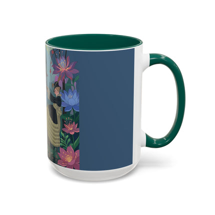 The Ladies And The Enchanted Macaw Colorful Mugs – Art Deco Botanical Elegance