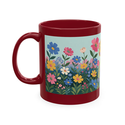 🌼🪭 The Lady Of The Grand Flower Garden Ceramic Mug – Art Deco Garden Whimsy
