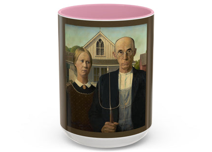 American Gothic by Grant Wood Colorful Mugs (11oz, 15oz)