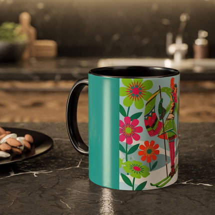 🎿🌸 The Winter Flower Adventurer Colorful Mug – Colorful Ski Fantasy