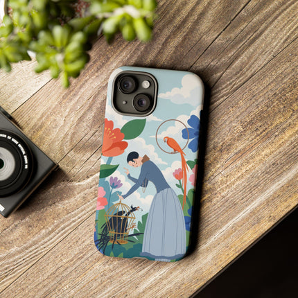 🦜🌺 The Lady Of The Garden Aviary Phone Case – Art Deco Floral Whimsy
